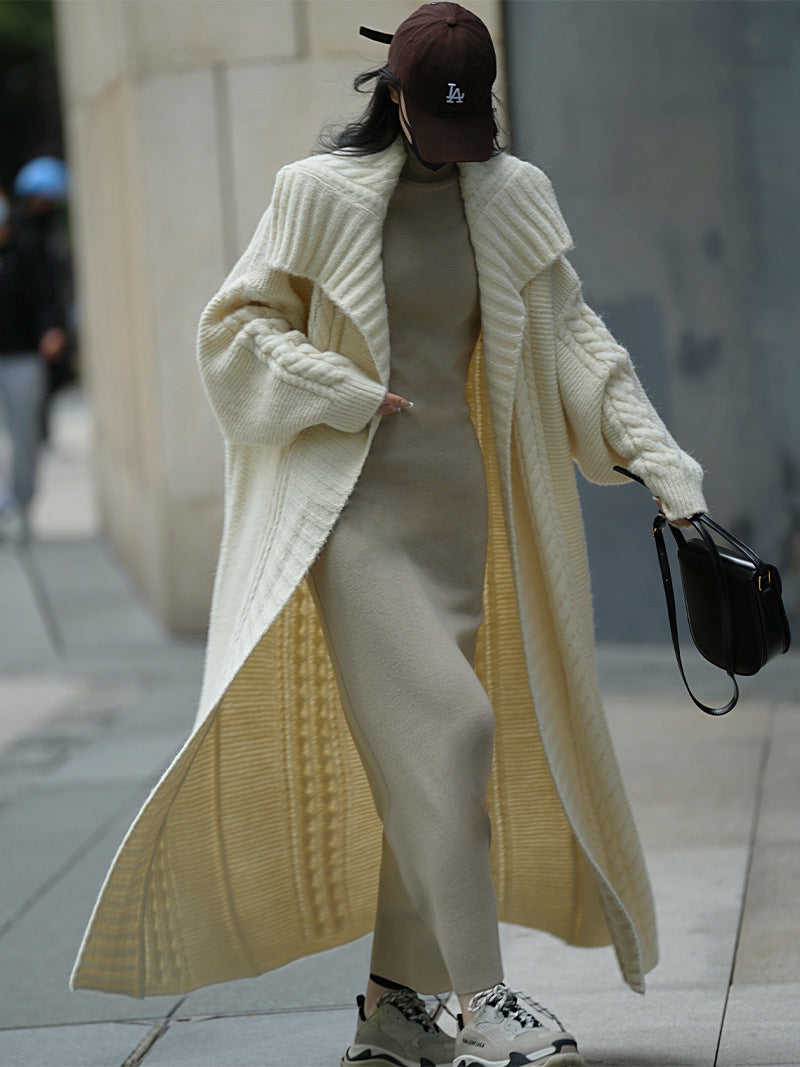 Oversized cable knitted cardigan
