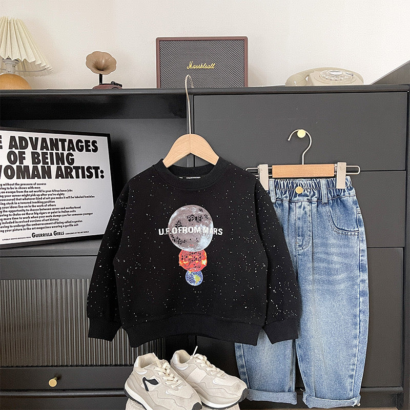 Planets sweat shirt- black