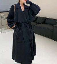 Knitted trench coat