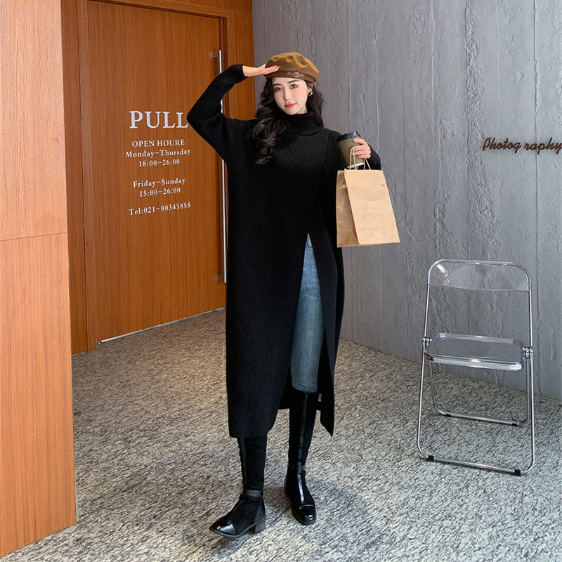 ニット/セーター TODAYFUL - Amiur side slit turtle neck knit Ribbed Knitted Turtleneck Side Slit Sweater Green | NA-KD