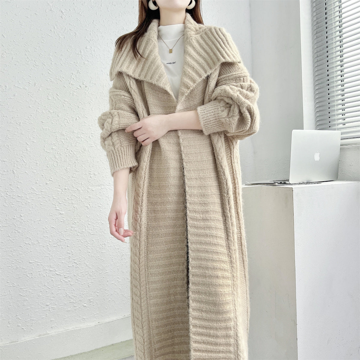 Oversized cable knitted cardigan