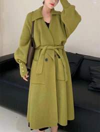 Knitted trench coat