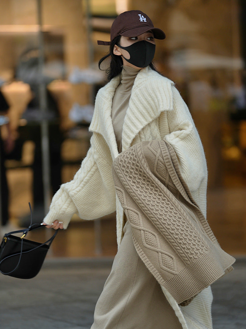 Oversized cable knitted cardigan