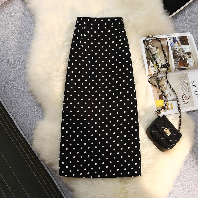 Polka dots pencil skirts