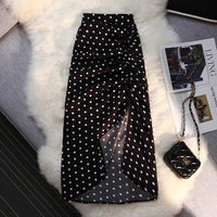 Side ruched Polka dots skirts