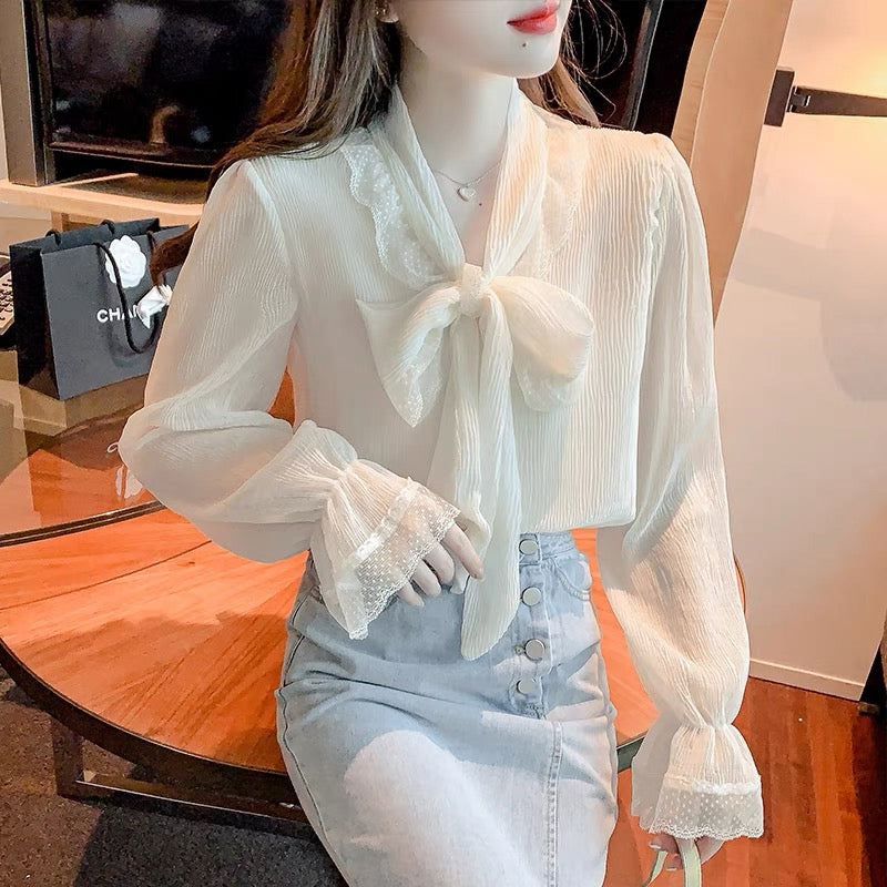Tie neck blouse