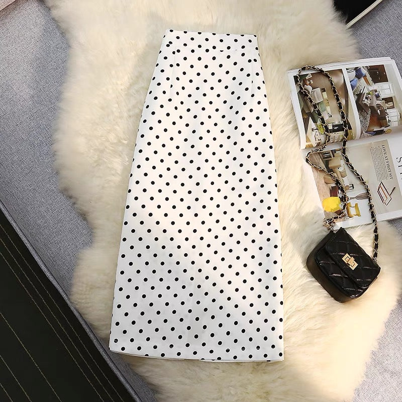 Polka dots pencil skirts