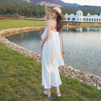 Strapless white jumpsuit