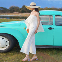 Strapless white jumpsuit