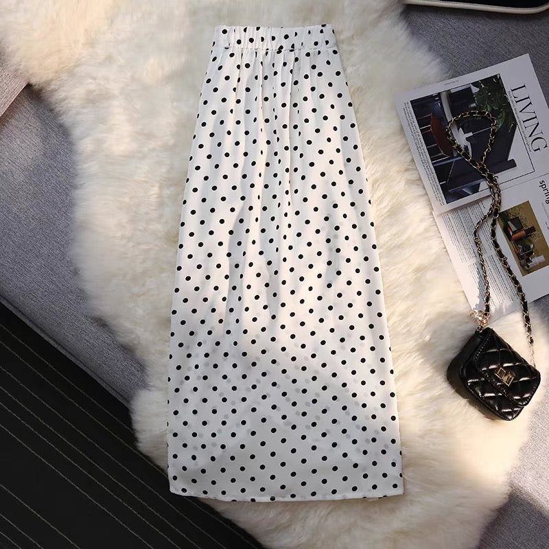 Side ruched Polka dots skirts