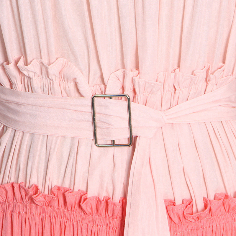 Off shoulder ruffle tiered midi dress