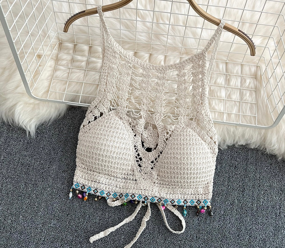 Embroidery lace halter 2 pieces swimming set