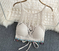 Embroidery lace halter 2 pieces swimming set
