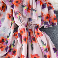 Poet sleeve one shoulder ruffle dress