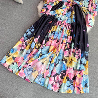 Belted button through floral chiffon maxi dress