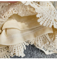 3 pieces embroidery lace tussle top beach set