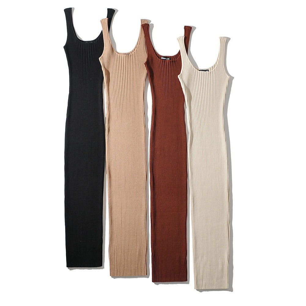 Sleeveless lounge long knit dress