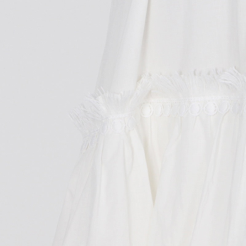 Elegant button up lace layers dress