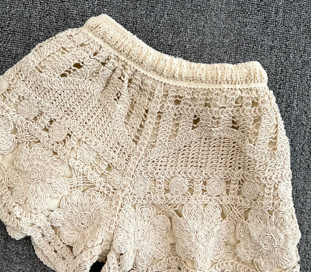 Embroidery lace cami swimming 2 pieces set