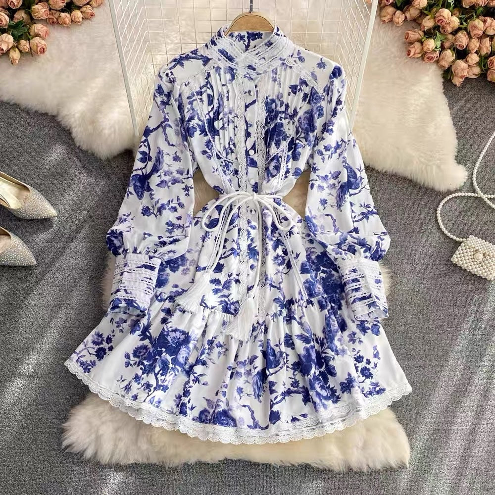 Cuff sleeve embellished lace floret dress
