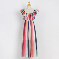 Flowy square neck back bowknot maxi dress