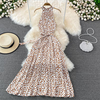 Halter belted drop waist dress