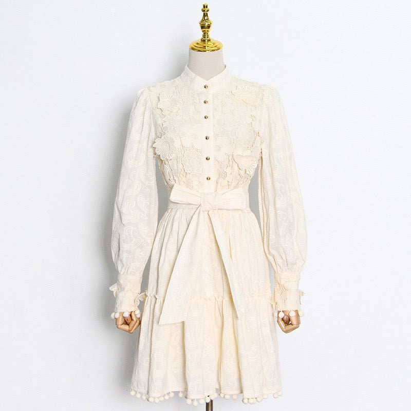 3D embroidery lace floral A line dress