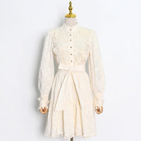 3D embroidery lace floral A line dress