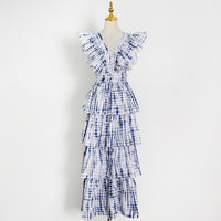 Glory V neck ruffle layers dress