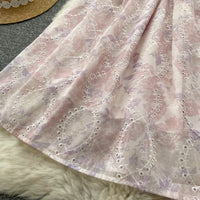 Butterfly sleeve smocked bodice embellished eyelet embroidery midi dress