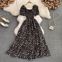 Off shoulder shirred bodice floral maxi dress
