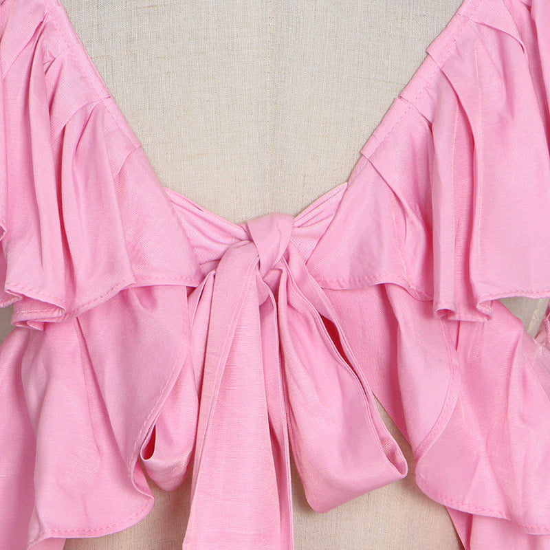 Flowy square neck back bowknot maxi dress