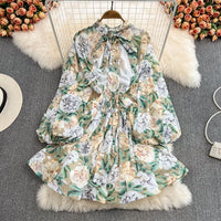 Open back floral ruffle A line dress