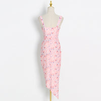 Floret field side ruched cami dress