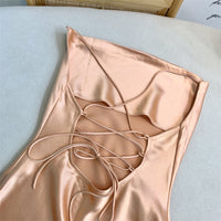 Plunging criss cross back slip dress