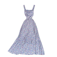 Sleeveless square neck pleated maxi dress