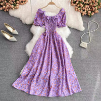 Off shoulder shirred bodice floral maxi dress