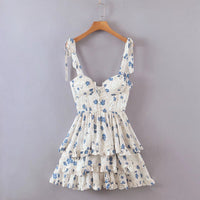 Tie shoulder cami V cut layers dress