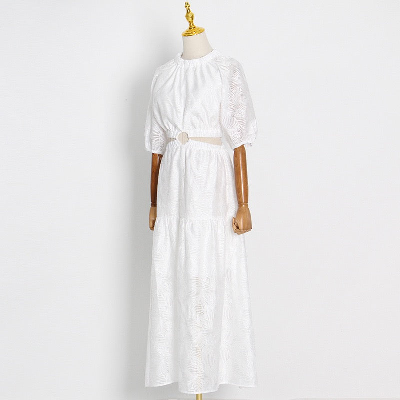 O-ring cut out open back maxi dress