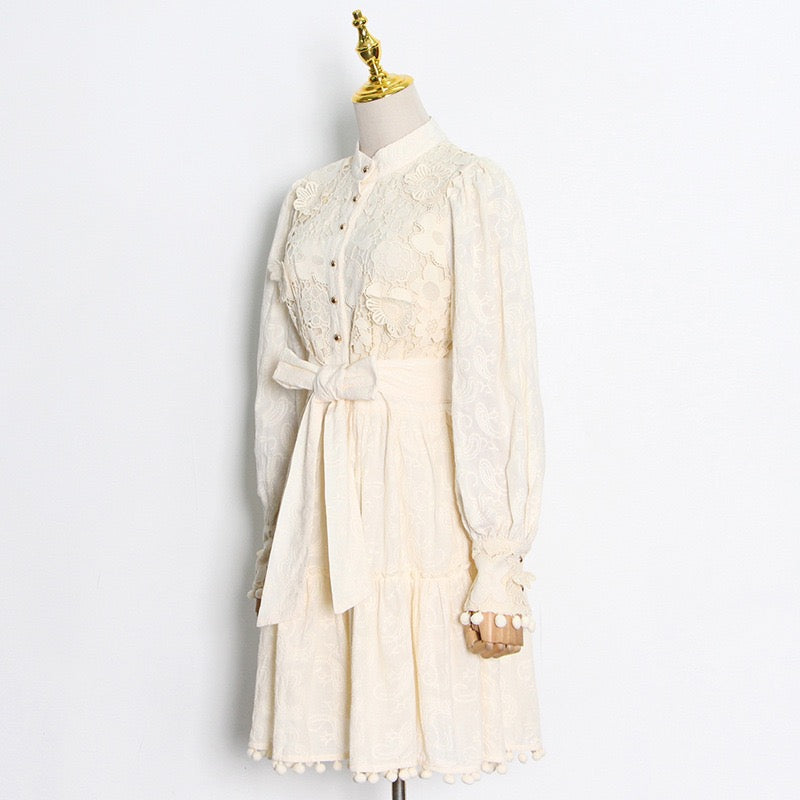 3D embroidery lace floral A line dress