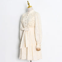 3D embroidery lace floral A line dress