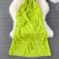 Strappy contract ruffle midi dress