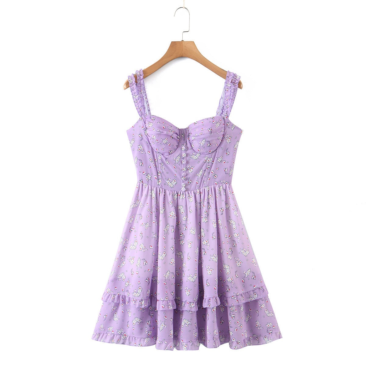 Double strappy v cut layers cami dress