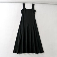 Square neck black knit dress