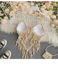 3 pieces embroidery lace tussle top beach set