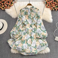Open back floral ruffle A line dress