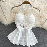 Embroidery lace cami swimming 2 pieces set