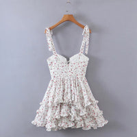 Tie shoulder floral cami midi layer dress