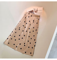 Polka dot satin midi skirt