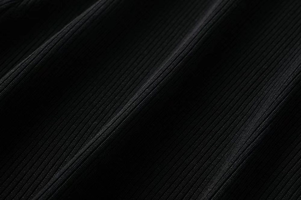 Square neck black knit dress